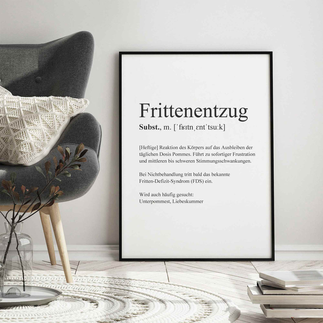 Weißes Poster mit schwarzer Schrift