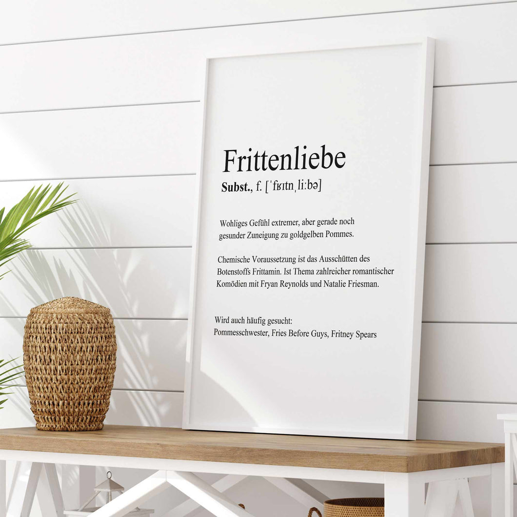 Weißes Poster mit schwarzer Schrift