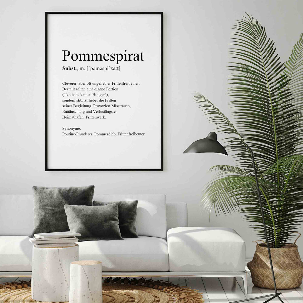 Weißes Poster mit schwarzer Schrift