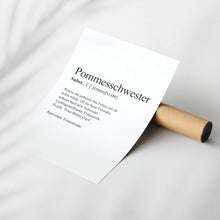 Laden Sie das Bild in den Galerie-Viewer, Weißes Poster mit schwarzer Schrift und Verpackungsrohr