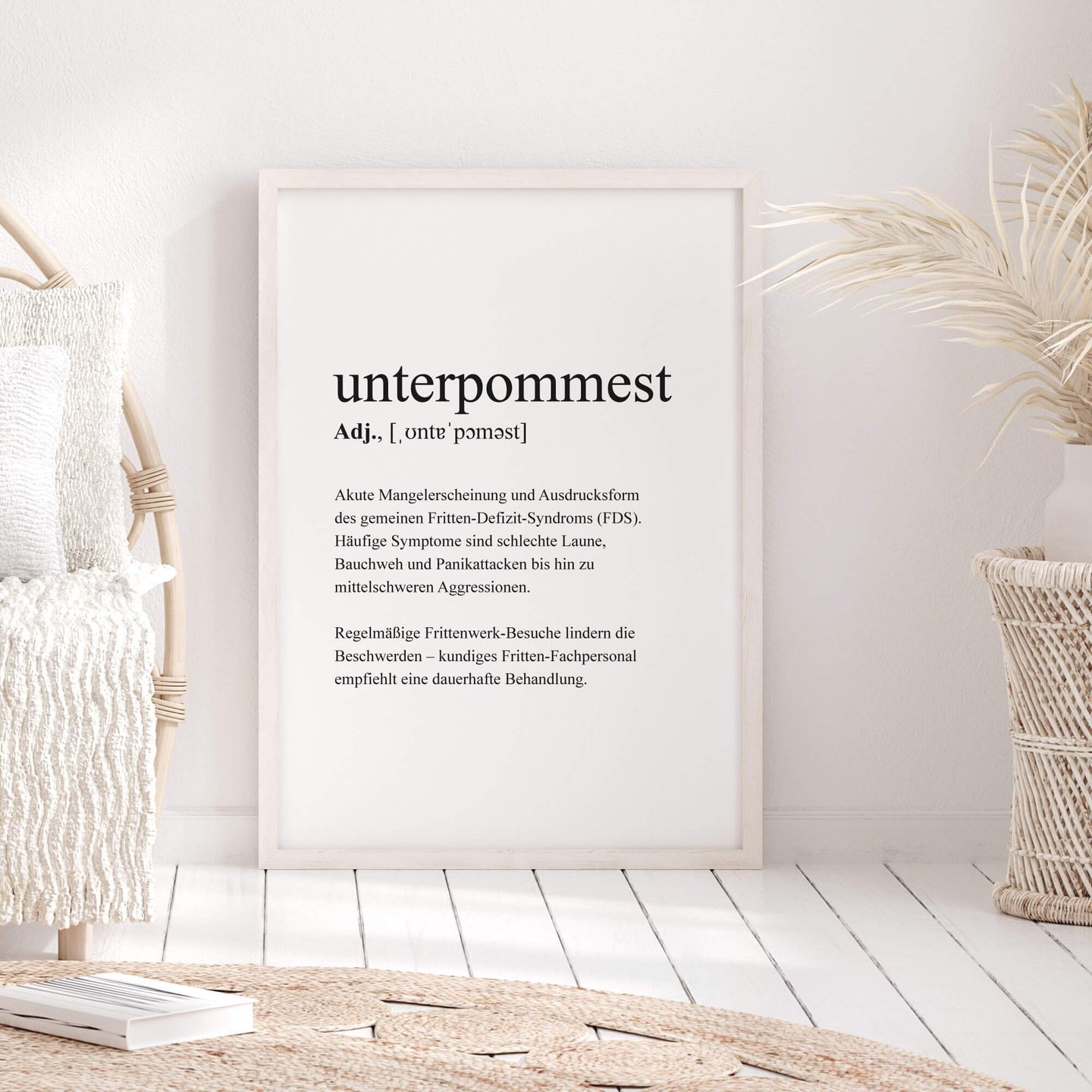 Weißes Poster mit schwarzer Schrift